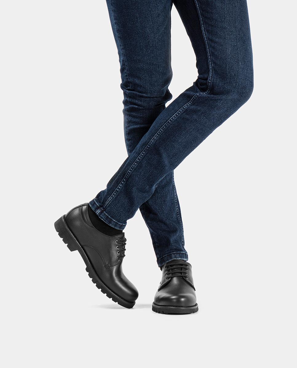 Sapatos de Atacadores em Pele Waterproof com Forro Gore-Tex - Preto Preto-10
