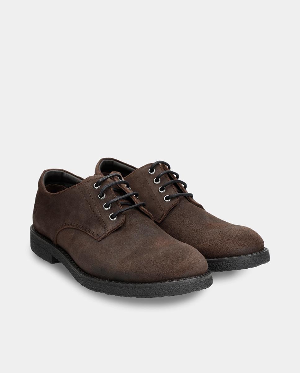 Sapatos de Atacadores em Velour com Forro de Pele Castanho-escuro-2