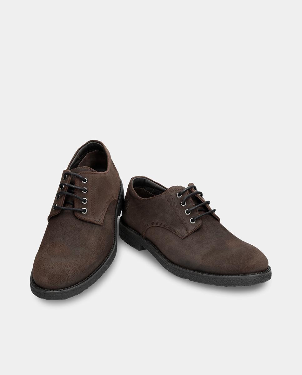 Sapatos de Atacadores em Velour com Forro de Pele Castanho-escuro-3