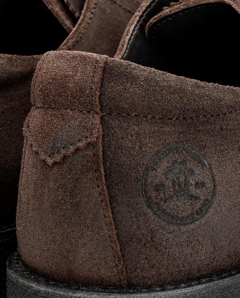 Sapatos de Atacadores em Velour com Forro de Pele Castanho-escuro-5