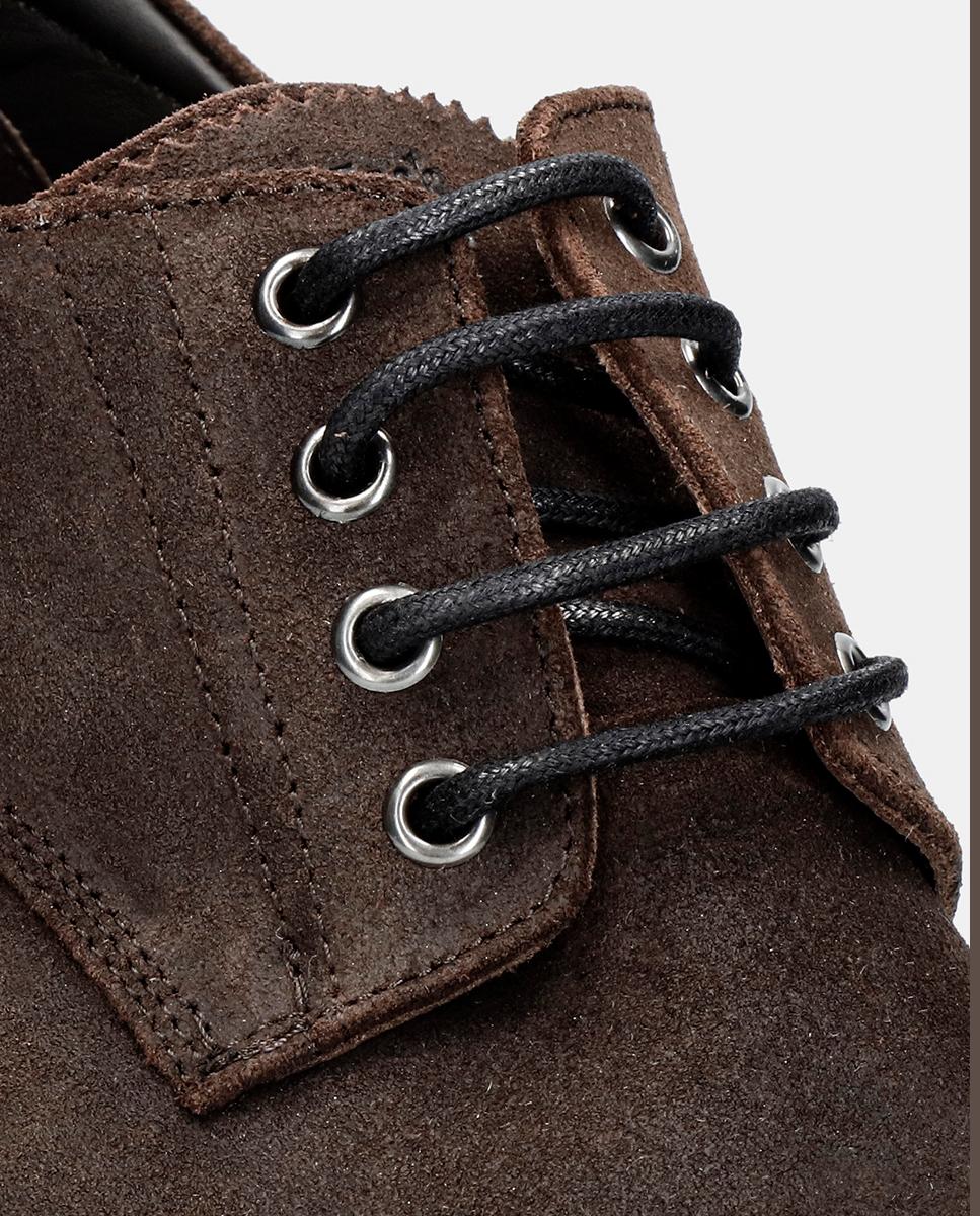 Sapatos de Atacadores em Velour com Forro de Pele Castanho-escuro-6