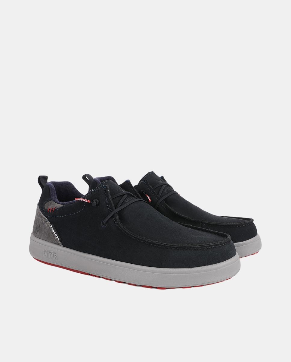 Zapato de hombre tipo botin caña baja piel easy-on - Walk In Pitas - Azul marino Azul marino-2