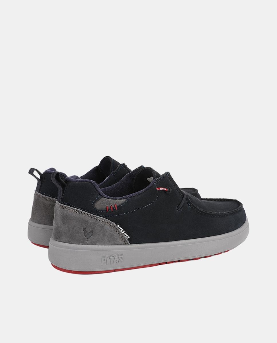 Zapato de hombre tipo botin caña baja piel easy-on - Walk In Pitas - Azul marino Azul marino-3