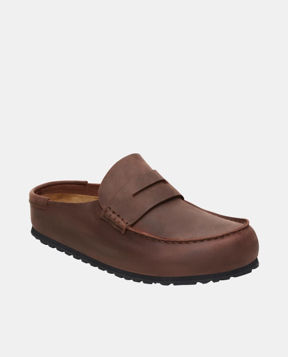 Mocassins Abertos em Pele Engordurada Castanho-chocolate-2