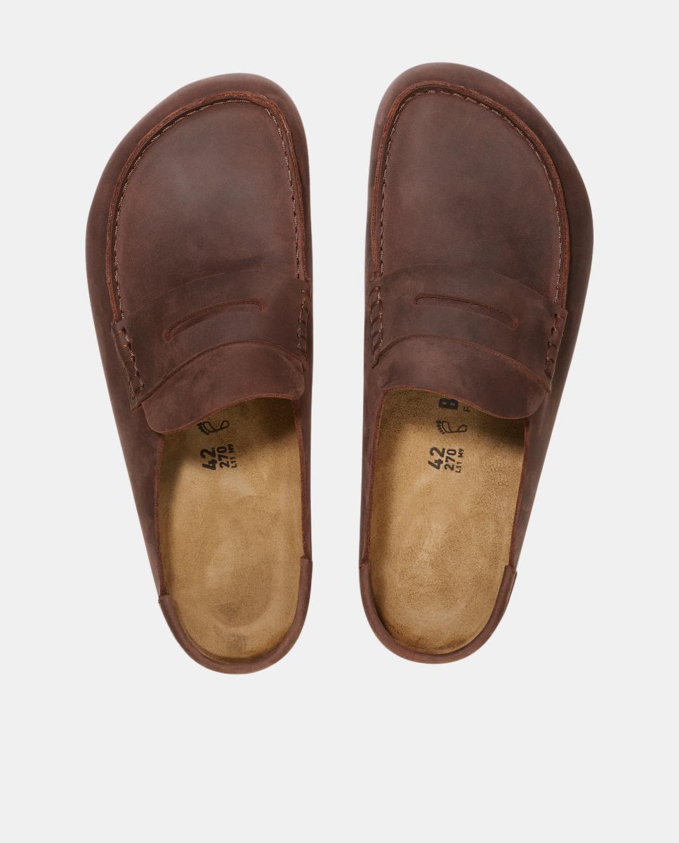 Mocassins Abertos em Pele Engordurada Castanho-chocolate-3