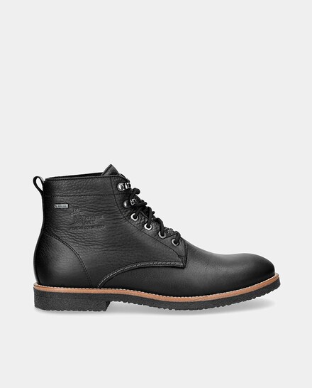 Botas de hombre en negro de piel Waterproof caña baja con forro