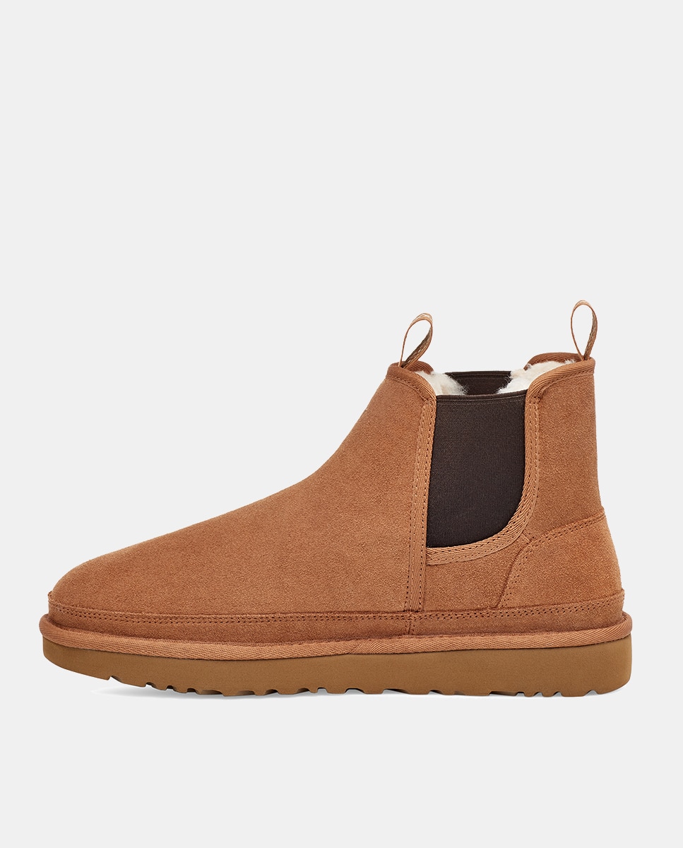 Botas Neumel Tipo Chelsea com Forro de Lã e em Camurça Camel-7