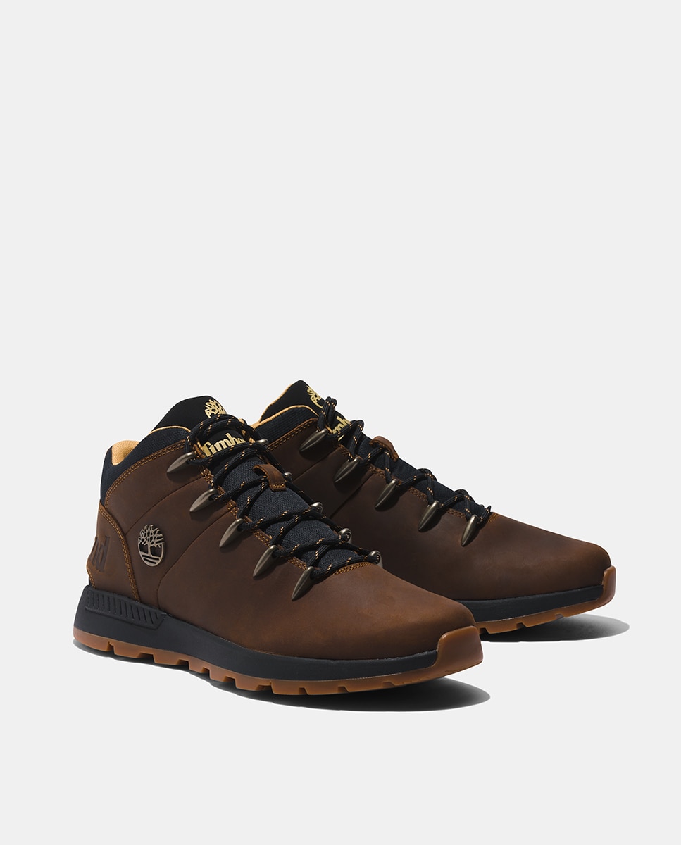 Botins Chukka Sprint Trekker com Fecho de Atacadores e em Pele Castanho-escuro-2