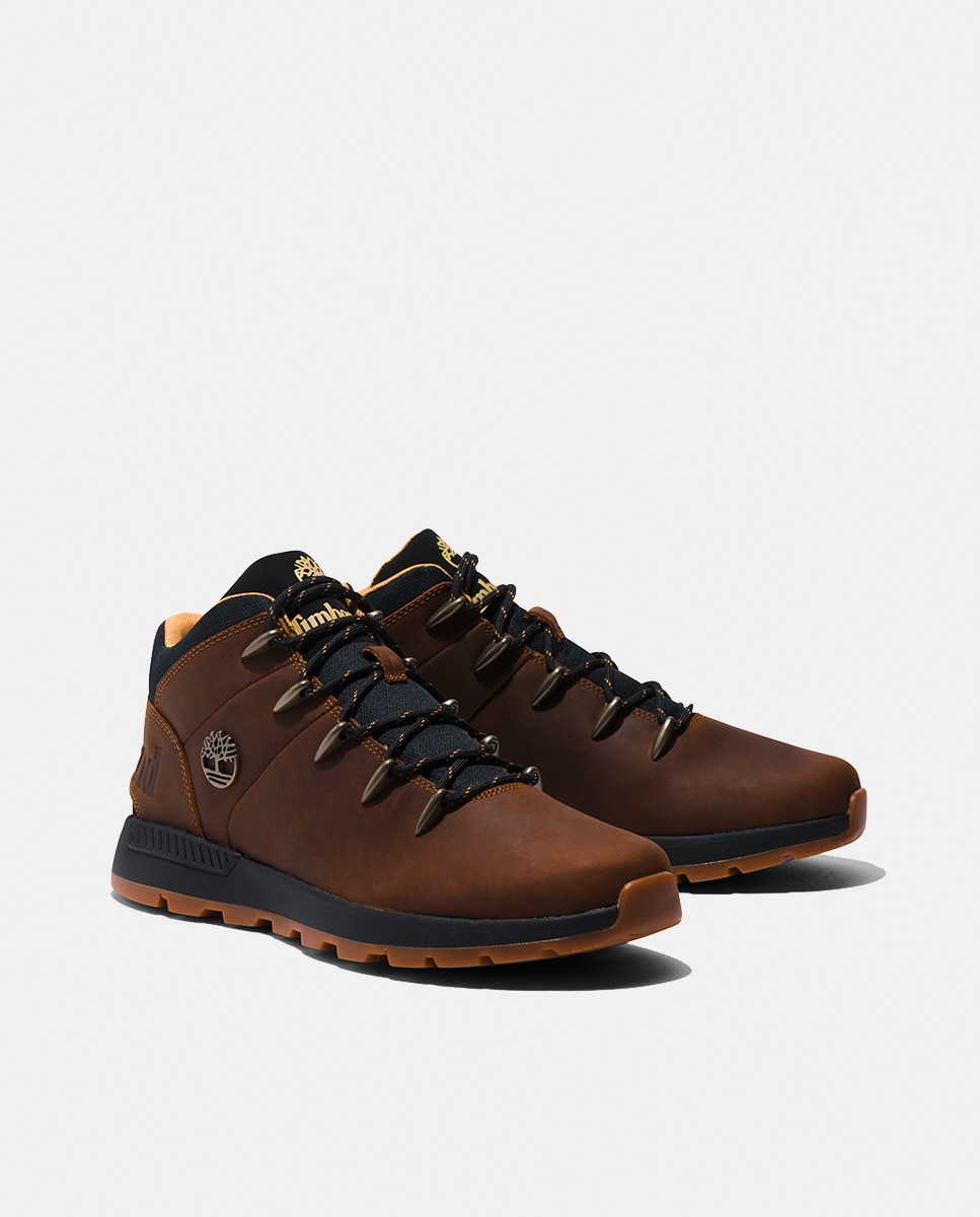 Botins Chukka Sprint Trekker com Fecho de Atacadores e em Pele Castanho-escuro-9