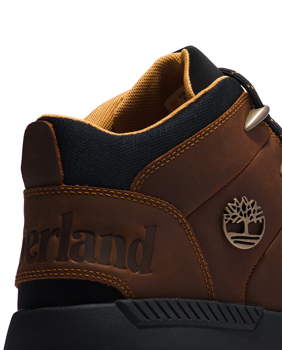 Botins Chukka Sprint Trekker com Fecho de Atacadores e em Pele Castanho-escuro-12