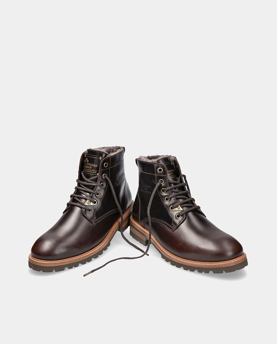 Botins em Pele com Forro de Pelo Natural Castanho-escuro-2