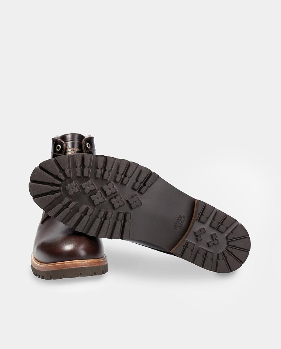 Botins em Pele com Forro de Pelo Natural Castanho-escuro-3