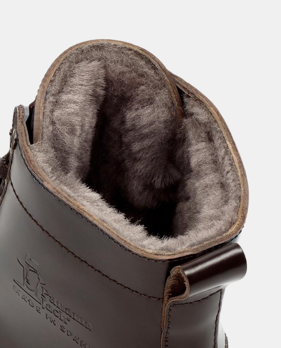 Botins em Pele com Forro de Pelo Natural Castanho-escuro-4
