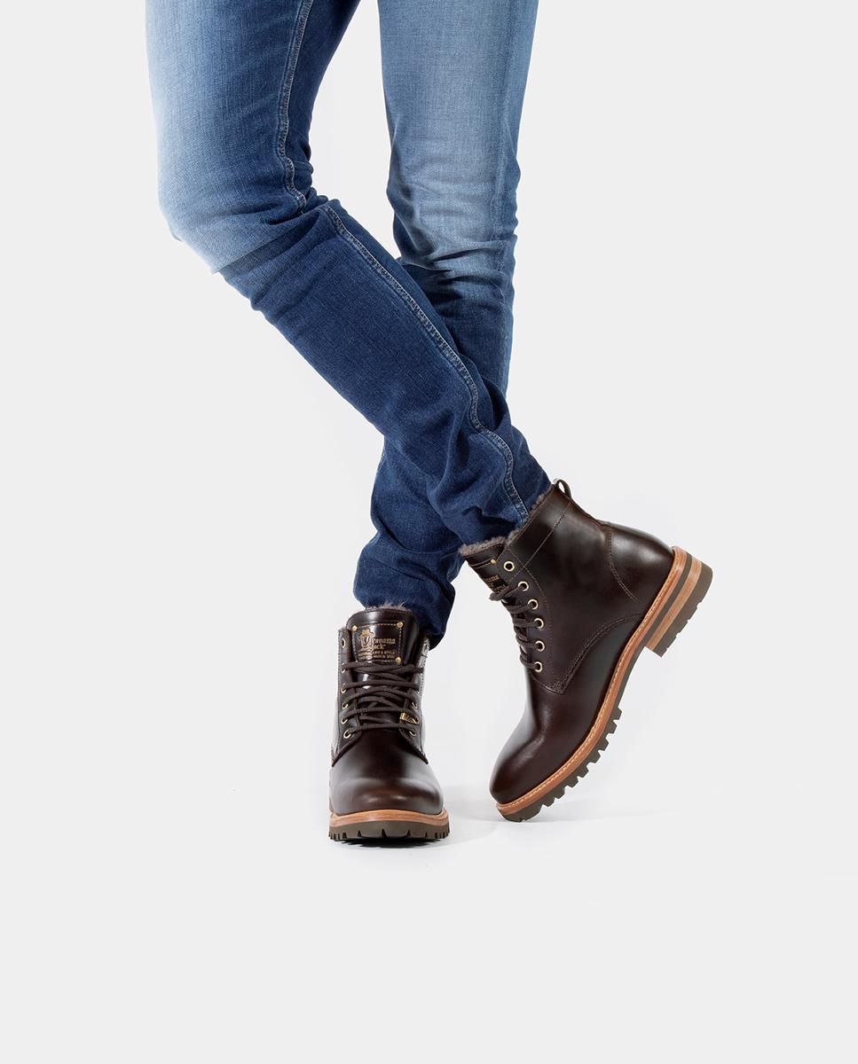 Botins em Pele com Forro de Pelo Natural Castanho-escuro-7