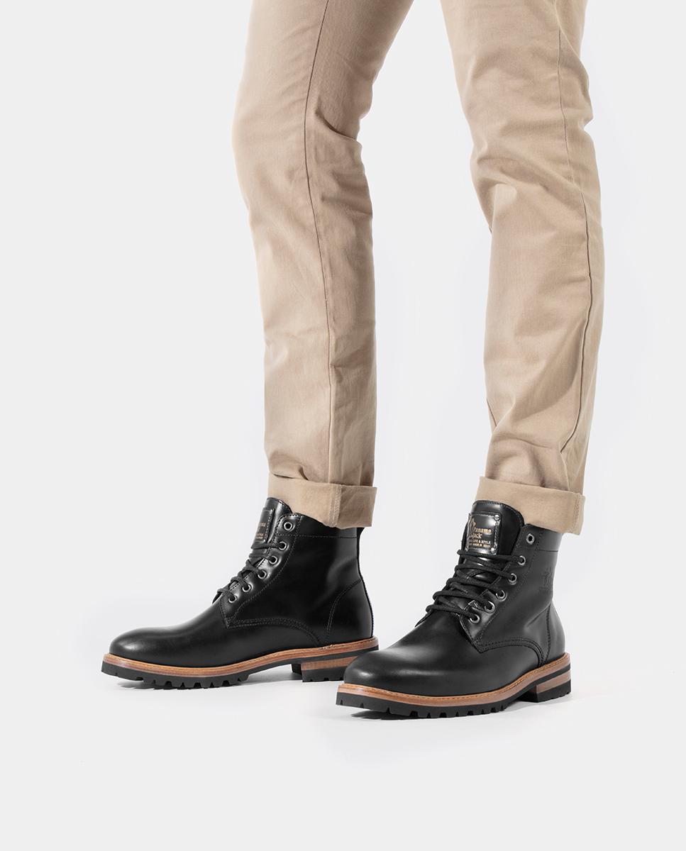 Botas Emery Igloo com Forro Interior de Pelo e em Pele Preto-10