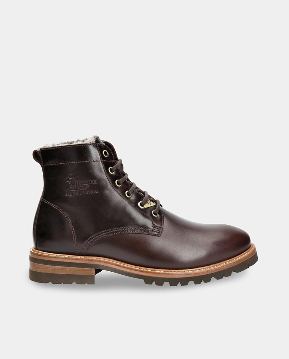 Botins em Pele com Forro de Pelo Natural Castanho-escuro-1
