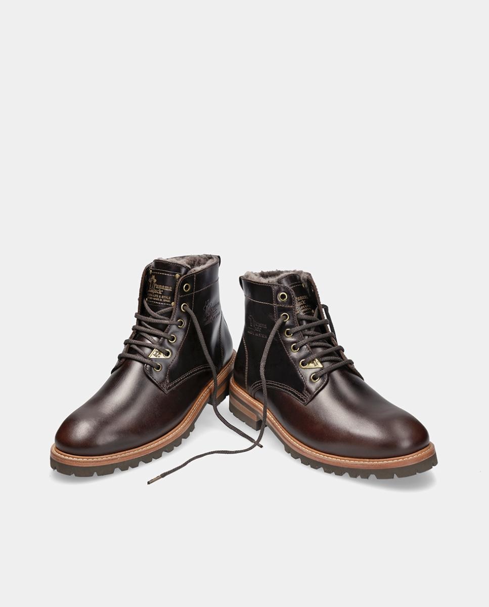 Botins em Pele com Forro de Pelo Natural Castanho-escuro-3