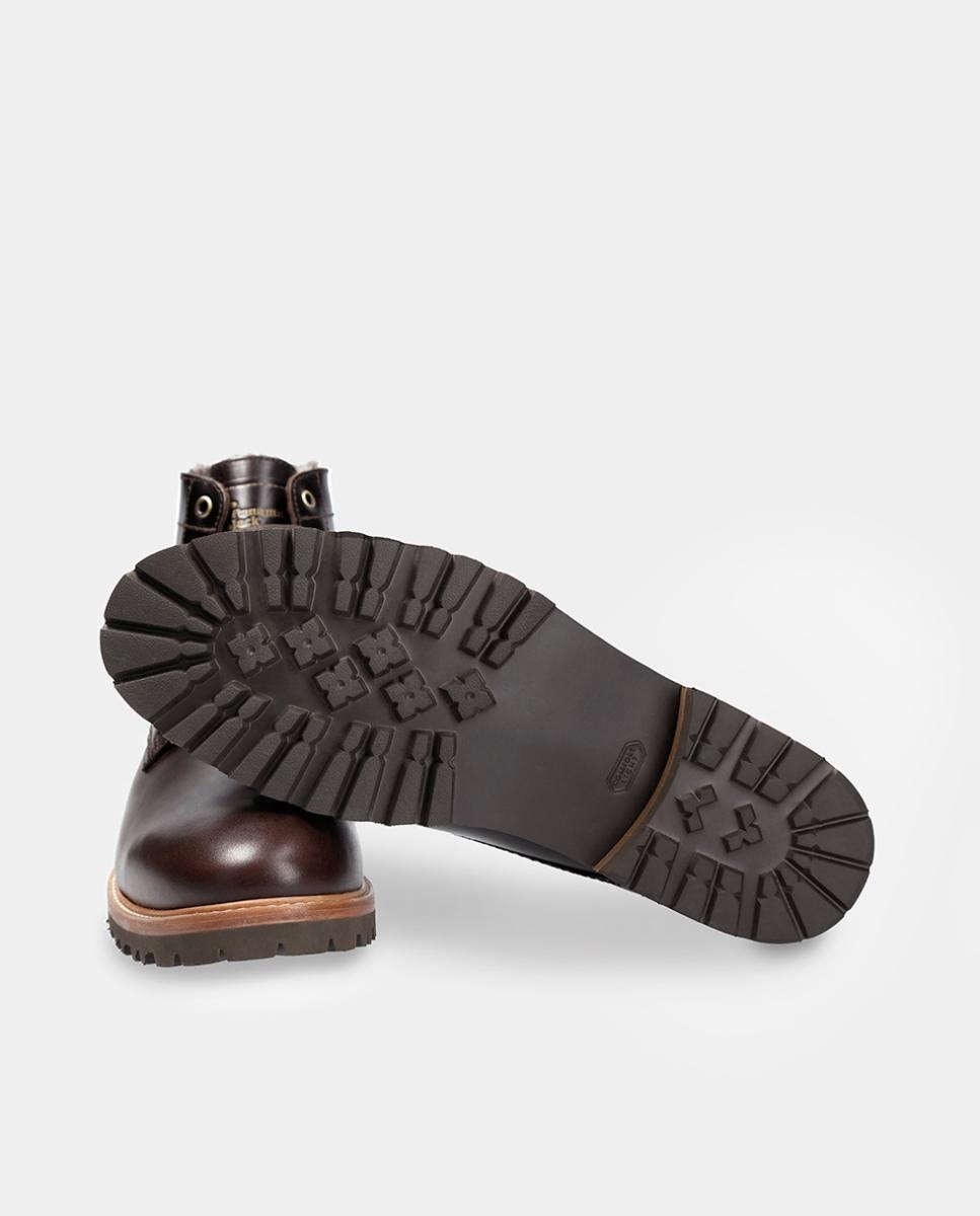 Botins em Pele com Forro de Pelo Natural Castanho-escuro-4