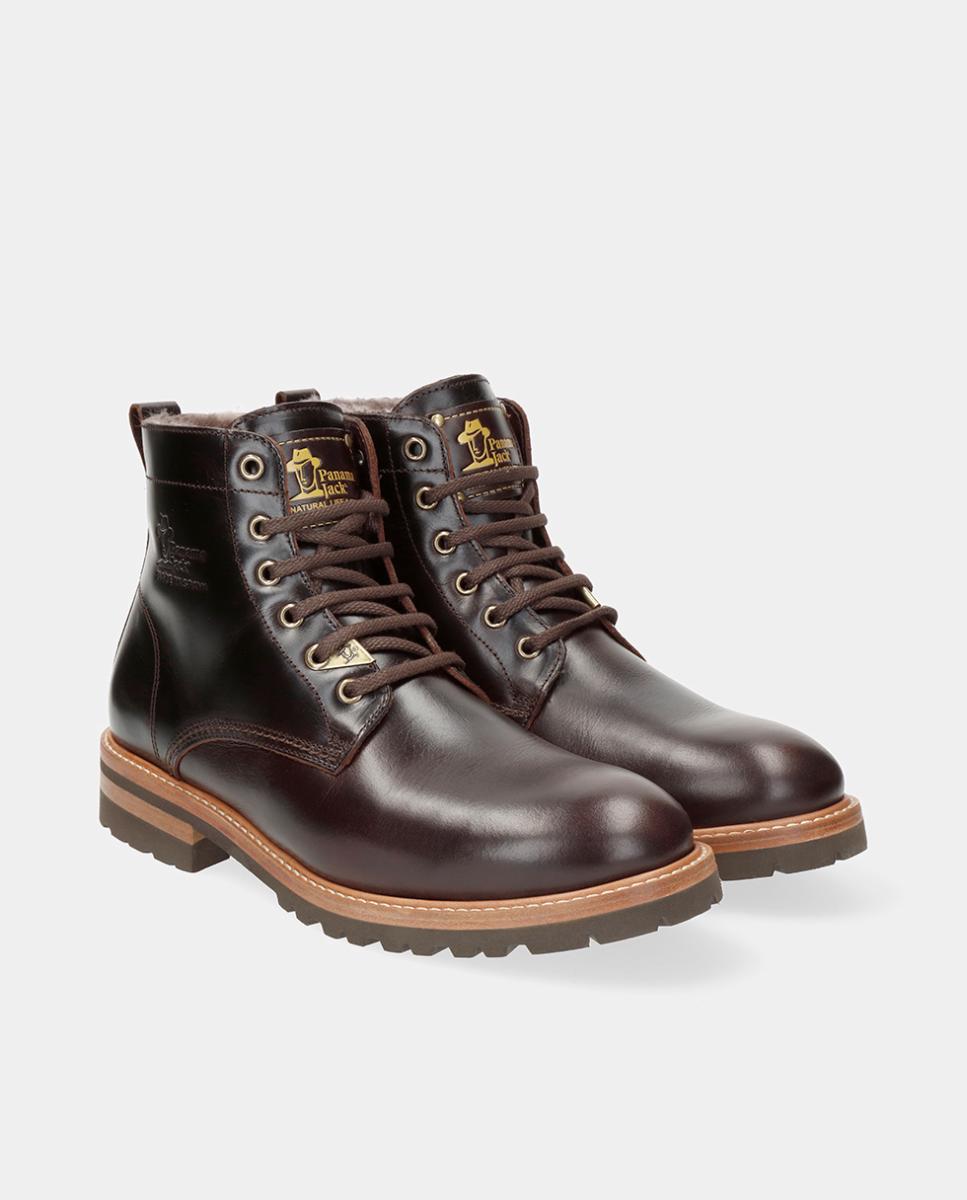 Botins em Pele com Forro de Pelo Natural Castanho-escuro-6