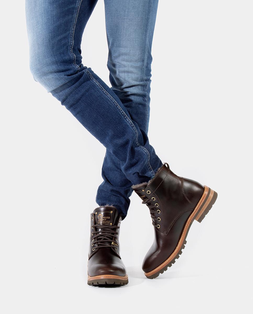 Botins em Pele com Forro de Pelo Natural Castanho-escuro-10
