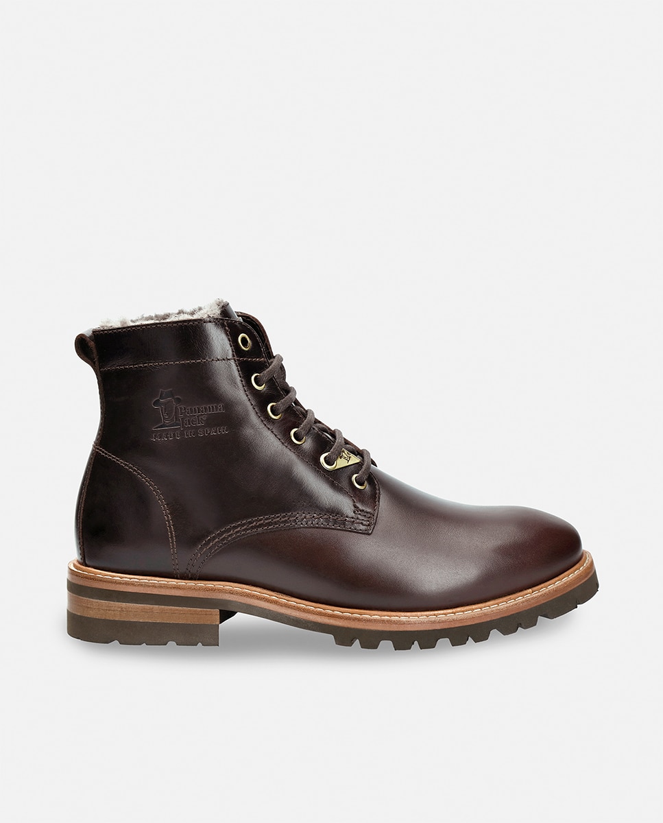 Botins em Pele com Forro de Pelo Natural Castanho-escuro-11