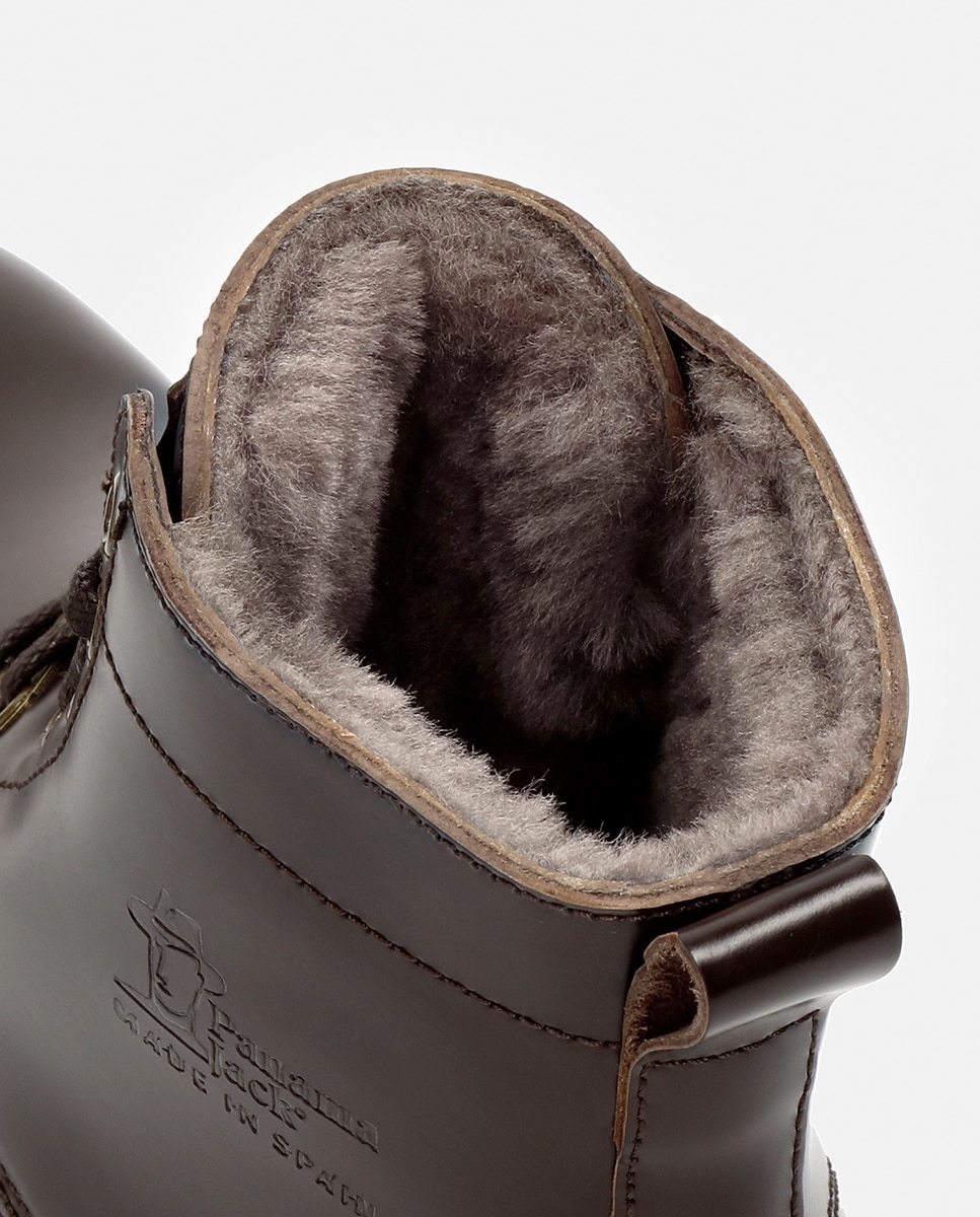 Botins em Pele com Forro de Pelo Natural Castanho-escuro-14