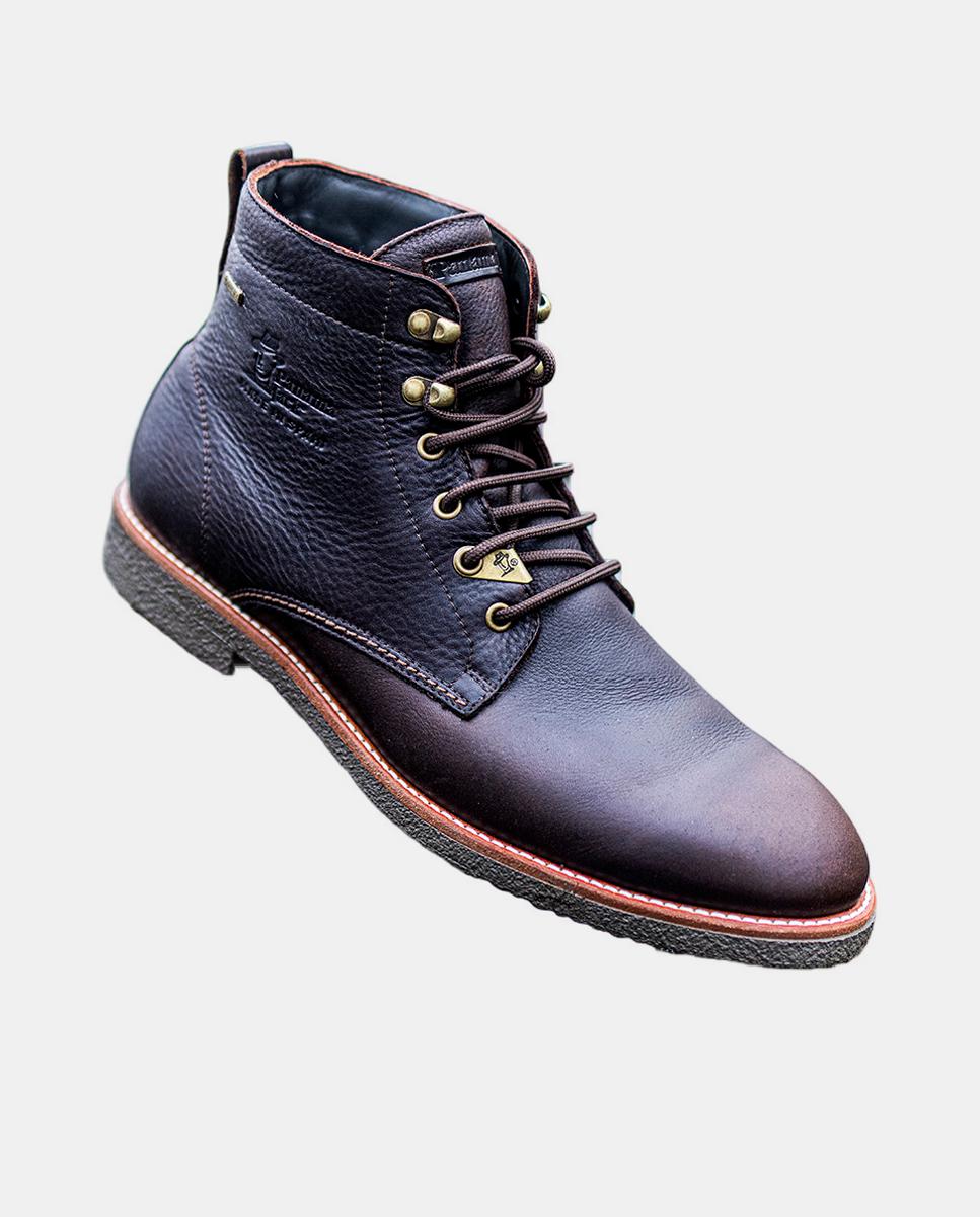 Imagen 2 de Botas de hombre en negro de piel Waterproof caña baja con forro Gore-Tex y logotipo lateral - Panama Jack - Marrón oscuro Marrón oscuro