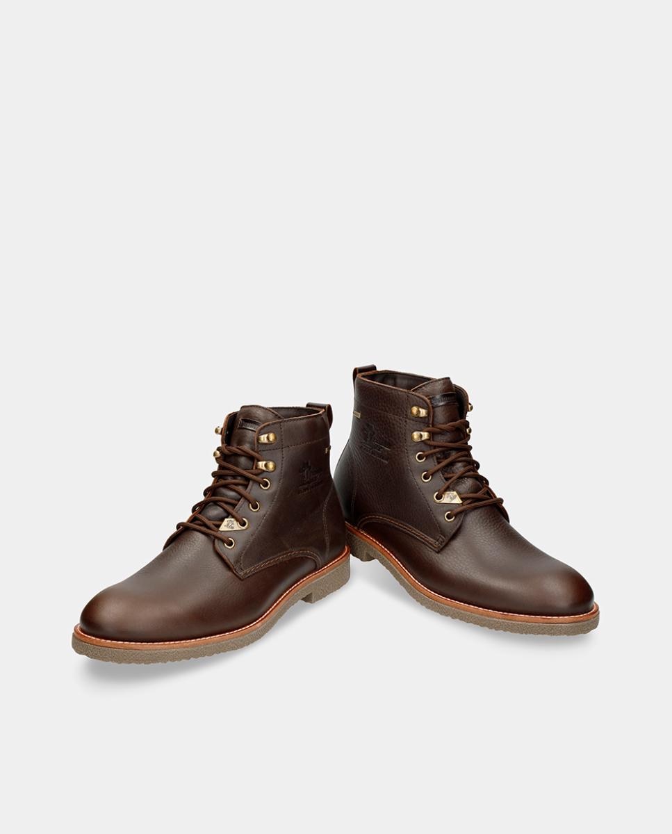 Imagen 3 de Botas de hombre en negro de piel Waterproof caña baja con forro Gore-Tex y logotipo lateral - Panama Jack - Marrón oscuro Marrón oscuro