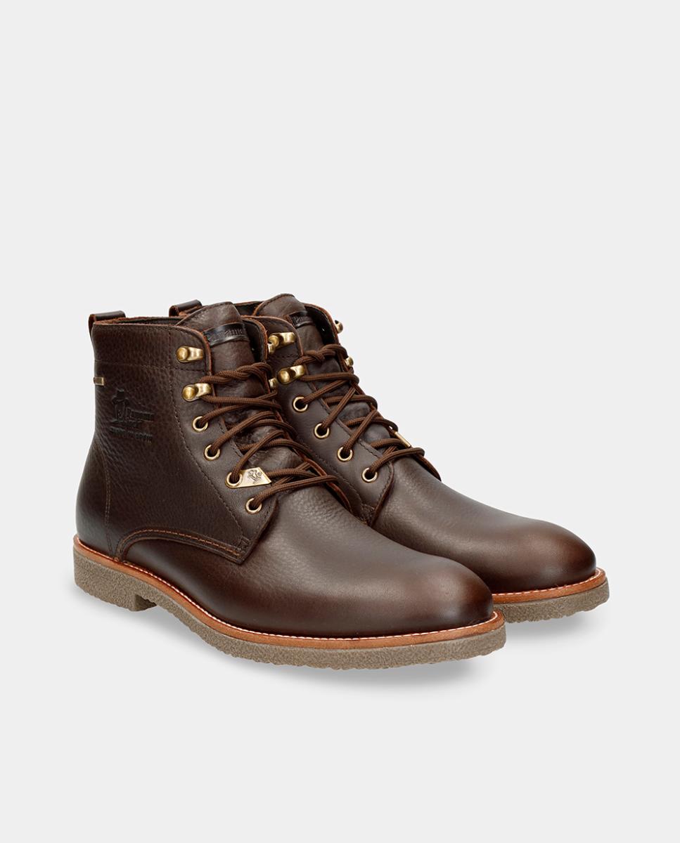 Imagen 5 de Botas de hombre en negro de piel Waterproof caña baja con forro Gore-Tex y logotipo lateral - Panama Jack - Marrón oscuro Marrón oscuro