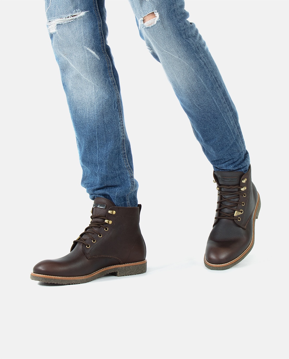 Imagen 12 de Botas de hombre en negro de piel Waterproof caña baja con forro Gore-Tex y logotipo lateral - Panama Jack - Marrón oscuro Marrón oscuro