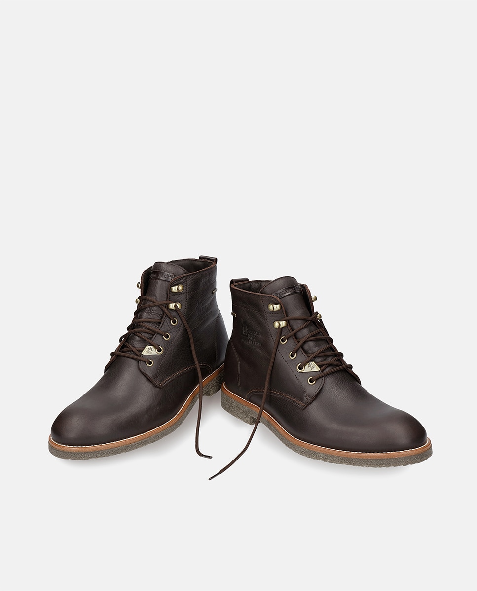 Imagen 15 de Botas de hombre en negro de piel Waterproof caña baja con forro Gore-Tex y logotipo lateral - Panama Jack - Marrón oscuro Marrón oscuro