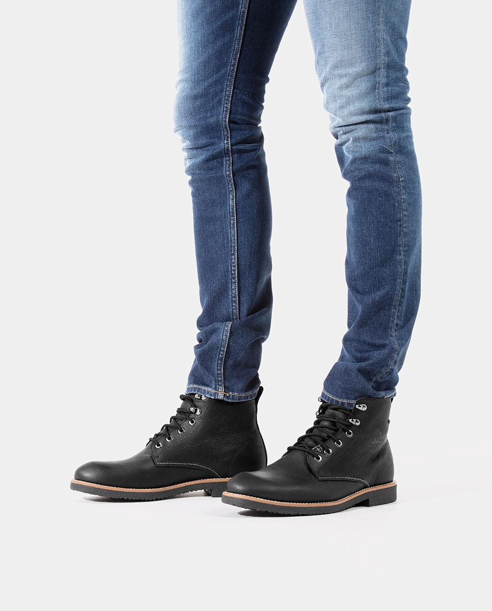 Botas de Cano Baixo com Logótipo Lateral em Pele Waterproof e Forro Gore-Tex - Preto Preto-10