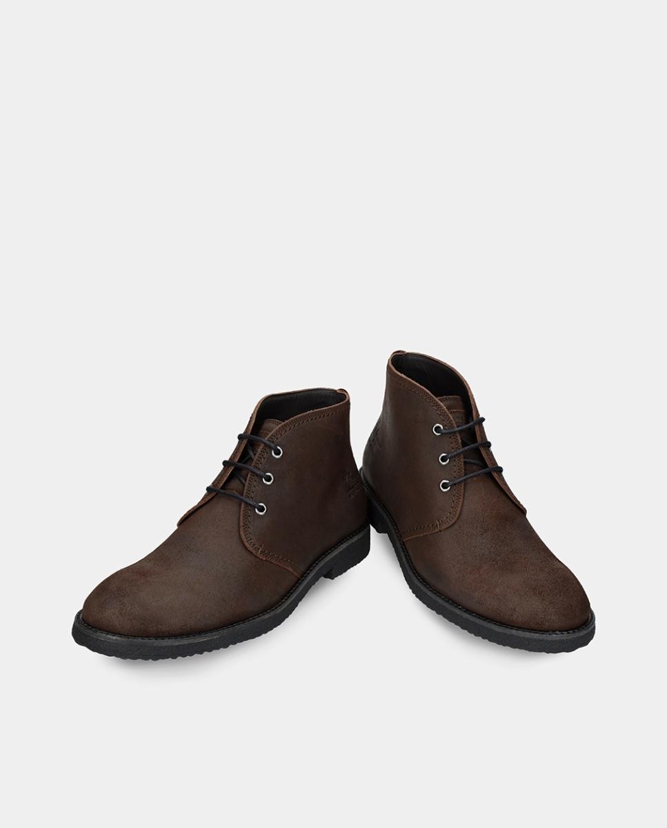 Botins em Velour com Forro de Pele Castanho-escuro-3