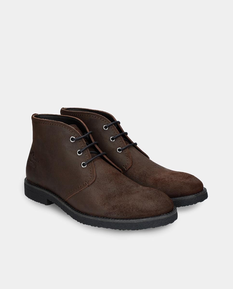 Botins em Velour com Forro de Pele Castanho-escuro-5