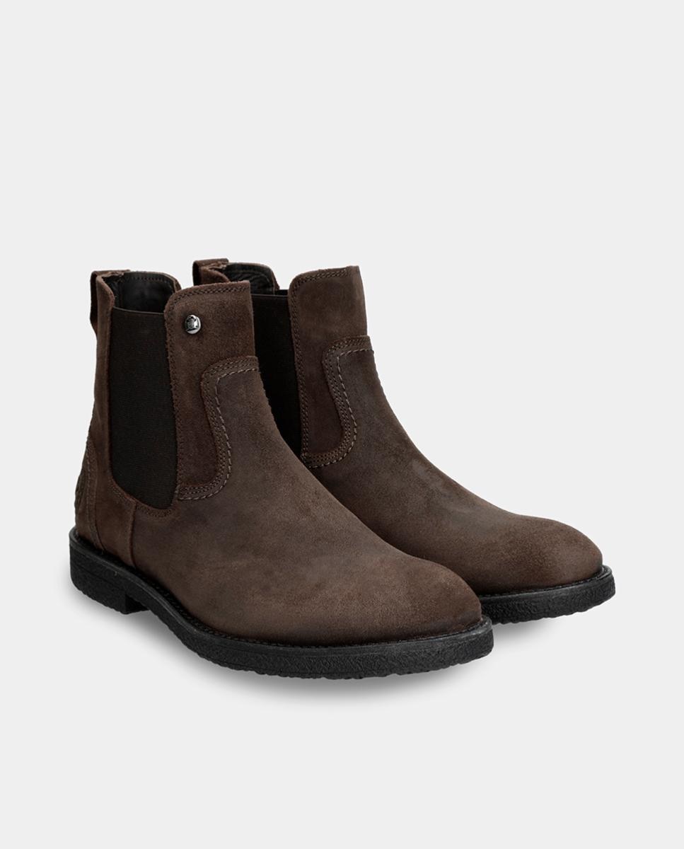 Botins em Velour com Forro de Pele Castanho-escuro-2