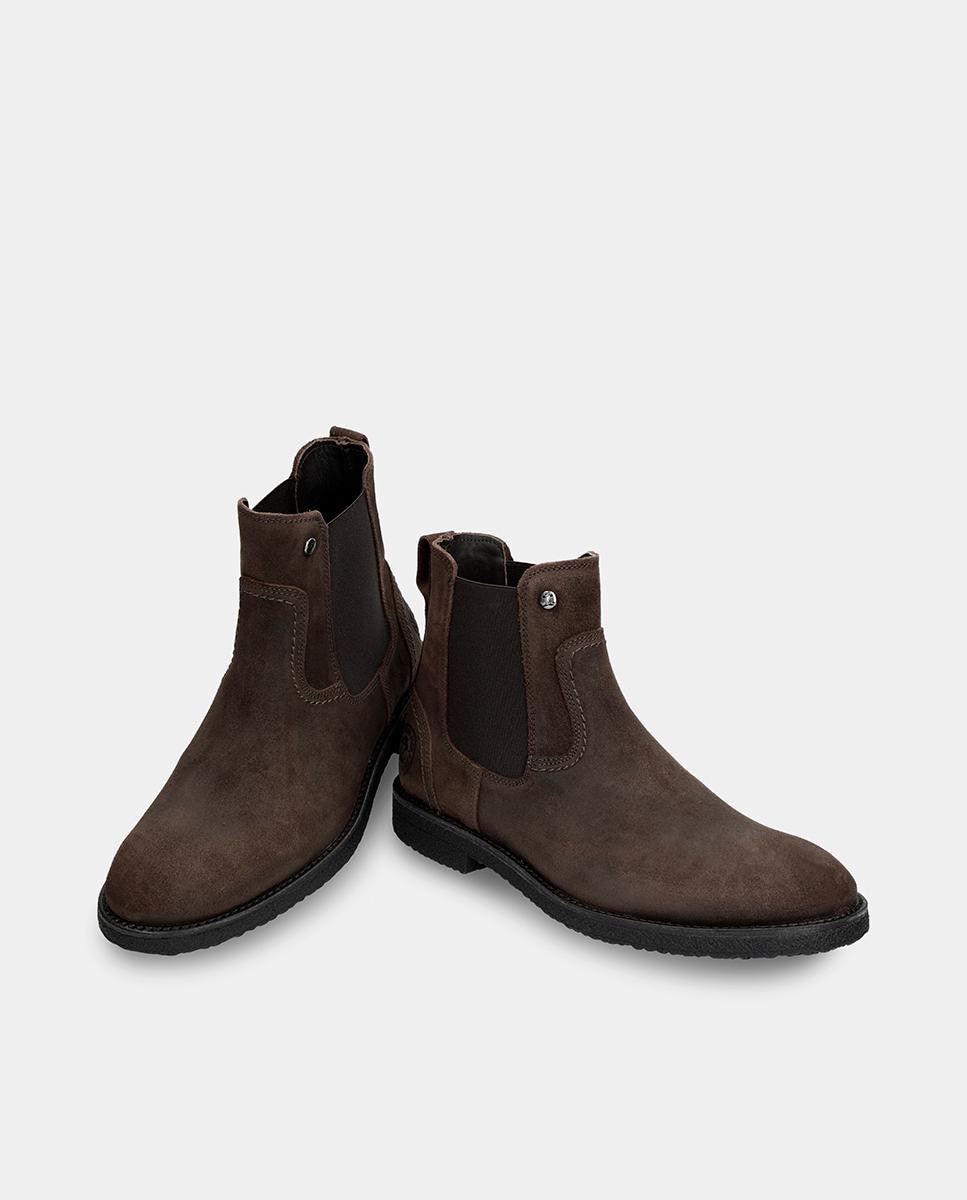 Botins em Velour com Forro de Pele Castanho-escuro-3