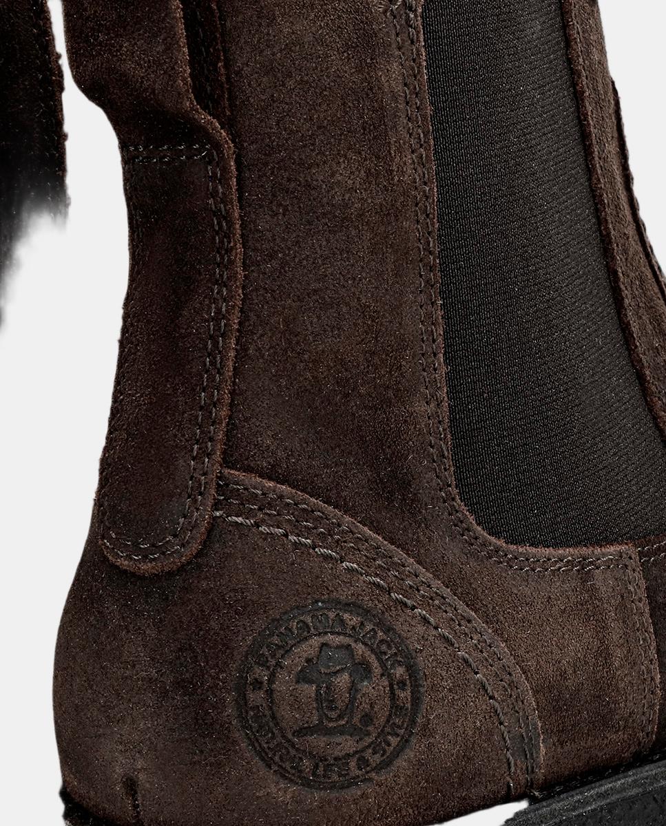 Botins em Velour com Forro de Pele Castanho-escuro-5