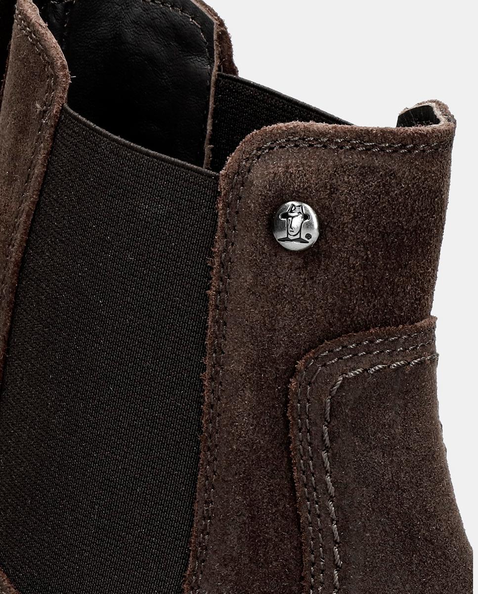 Botins em Velour com Forro de Pele Castanho-escuro-6