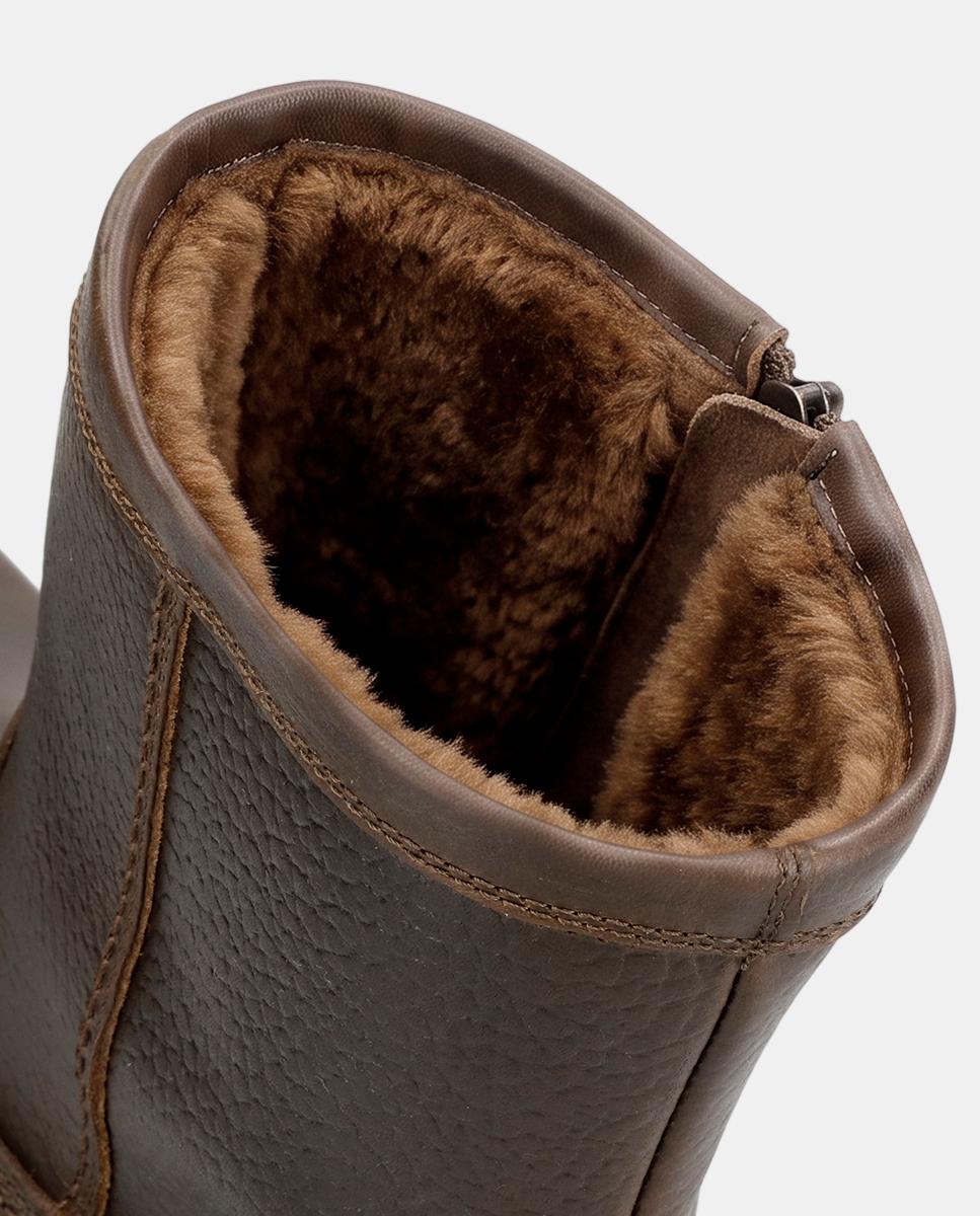 Botas em Pele com Forro de Pelo Sintético Couro-6