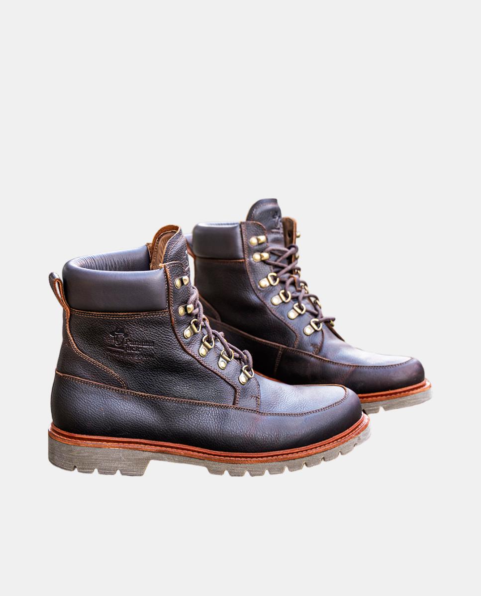 Botas em Pele com Forro de Pele Castanho-2