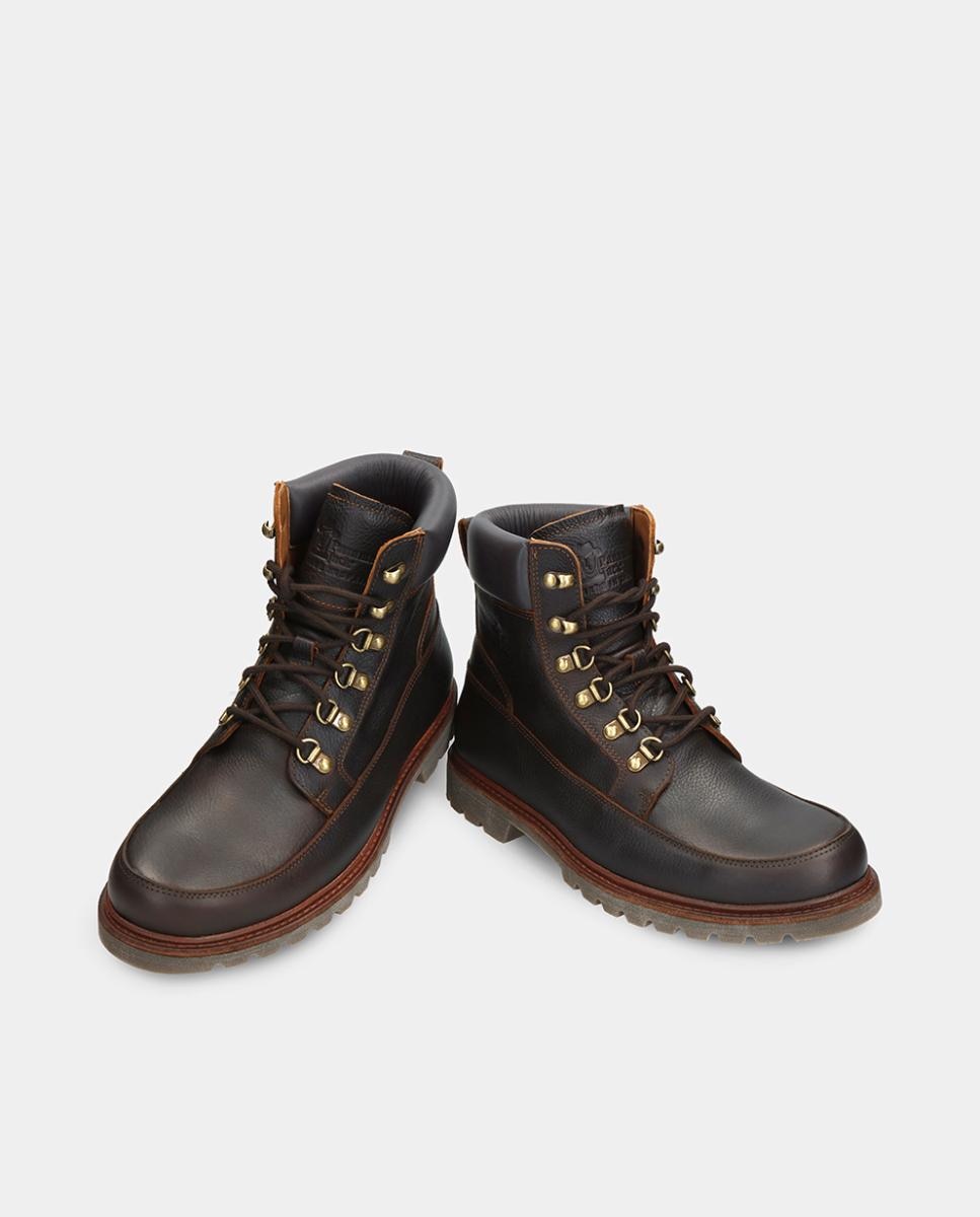 Botas em Pele com Forro de Pele Castanho-3
