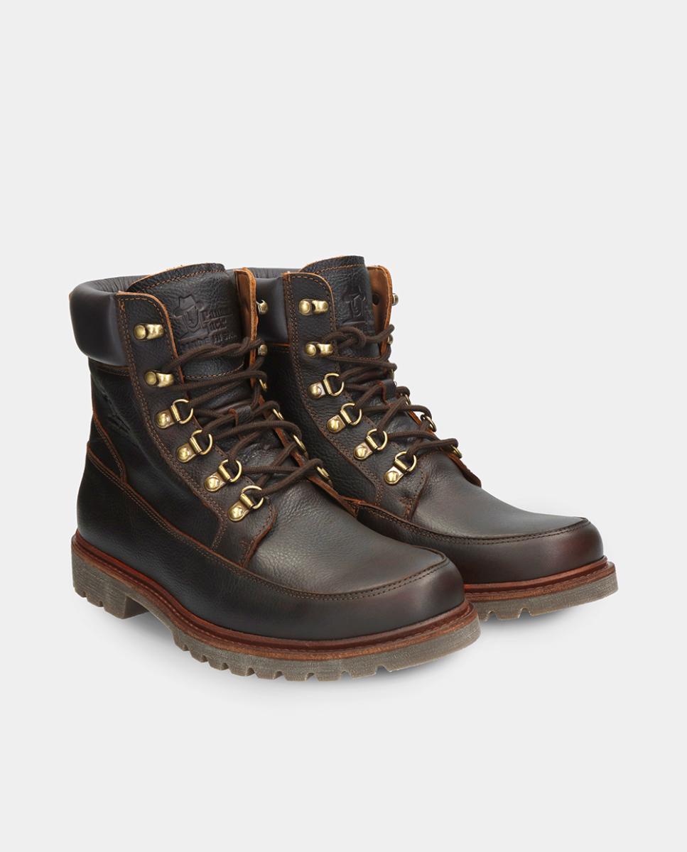 Botas em Pele com Forro de Pele Castanho-5