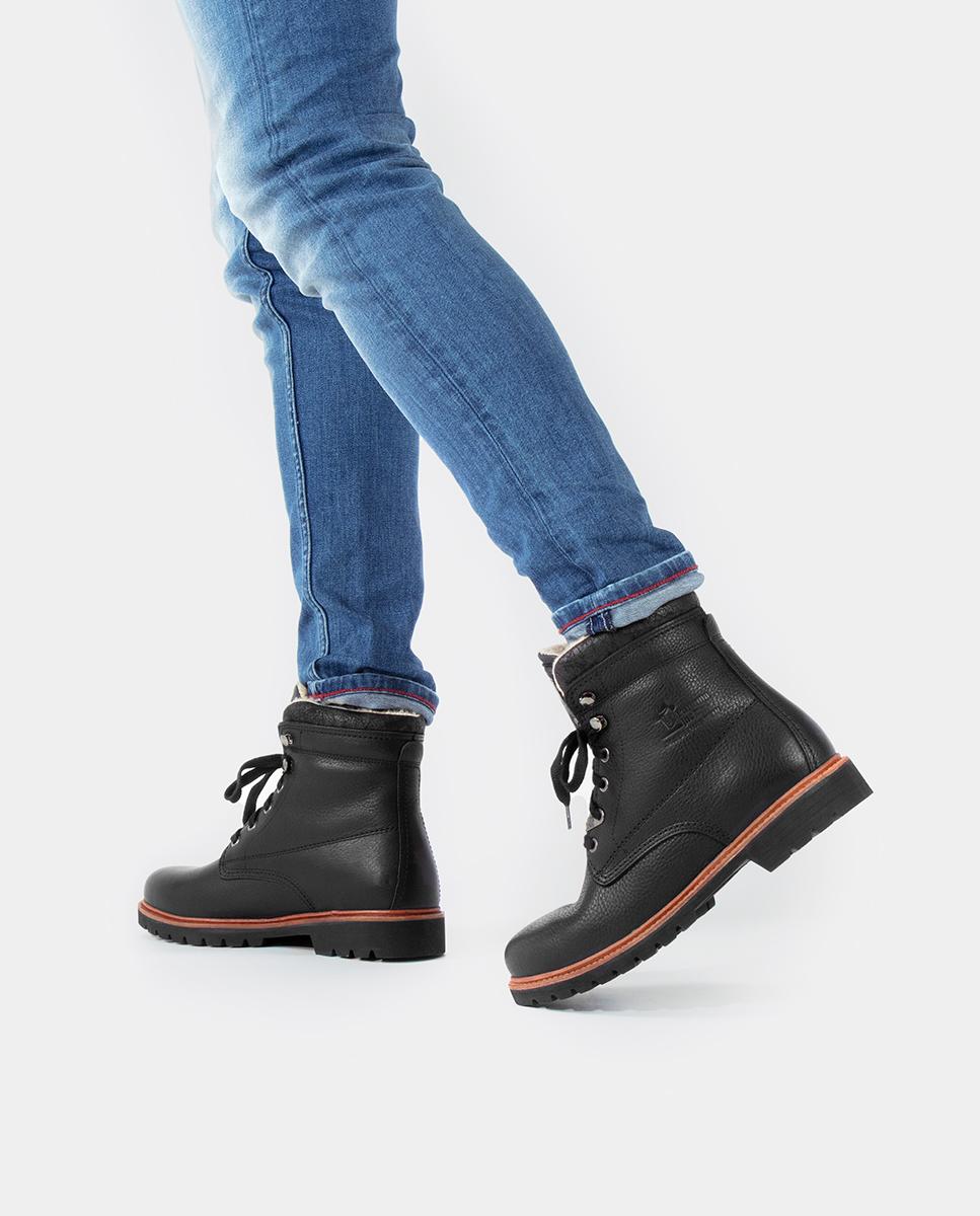 Botas em Pele com Forro de Algodão Preto-8