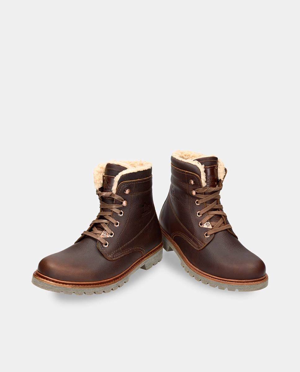 Botas em Pele com Forro de Algodão Castanho-3
