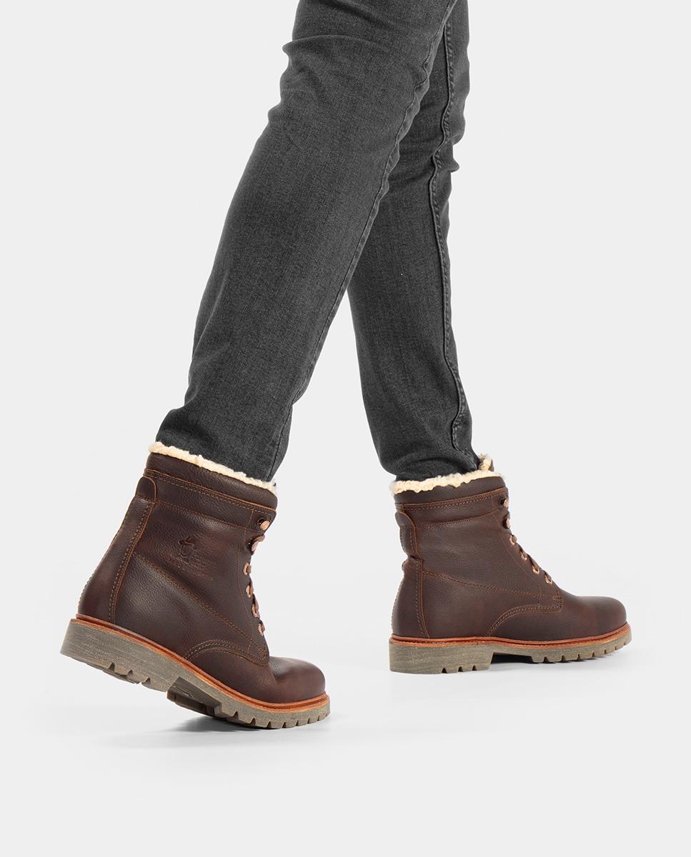 Botas em Pele com Forro de Algodão Castanho-8