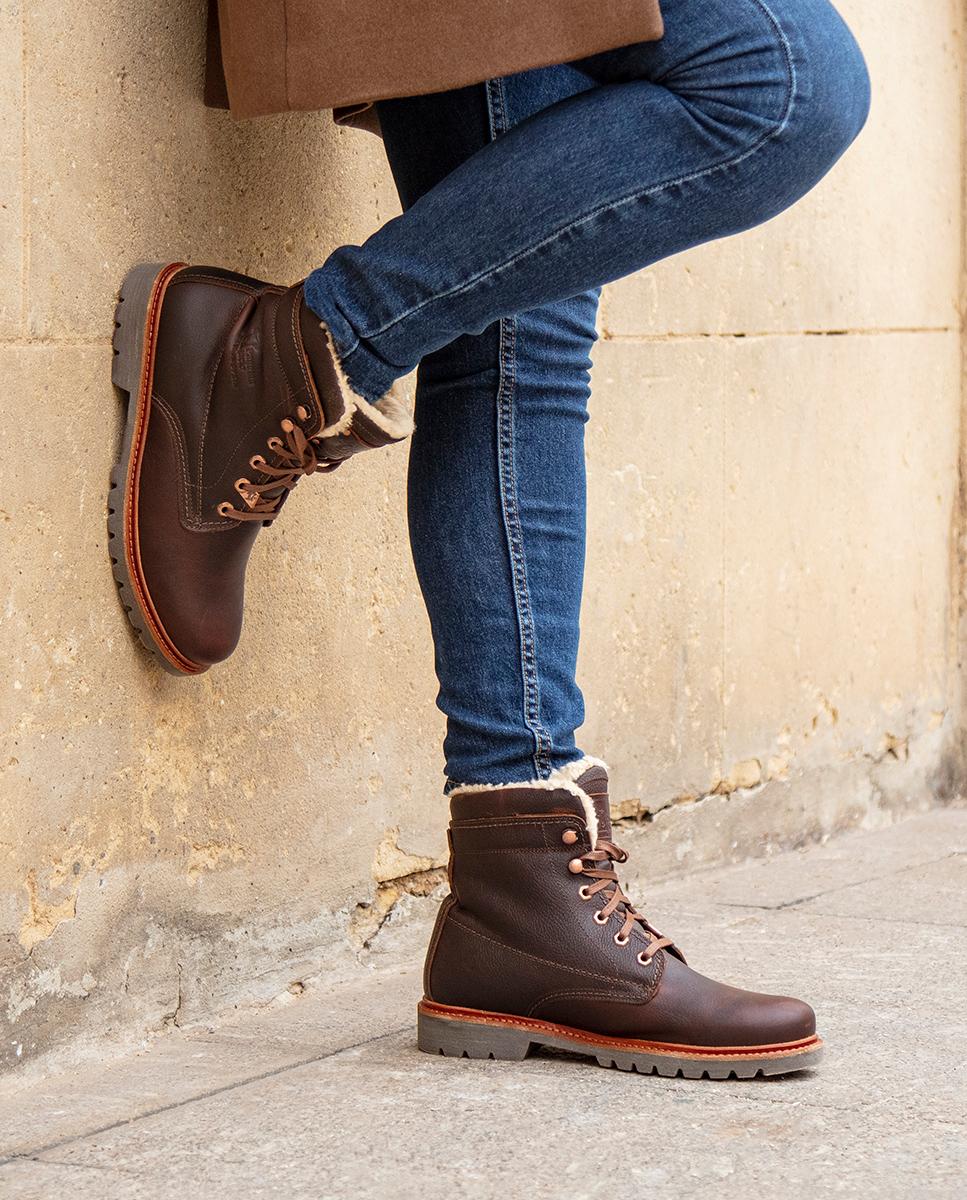 Botas em Pele com Forro de Algodão Castanho-9