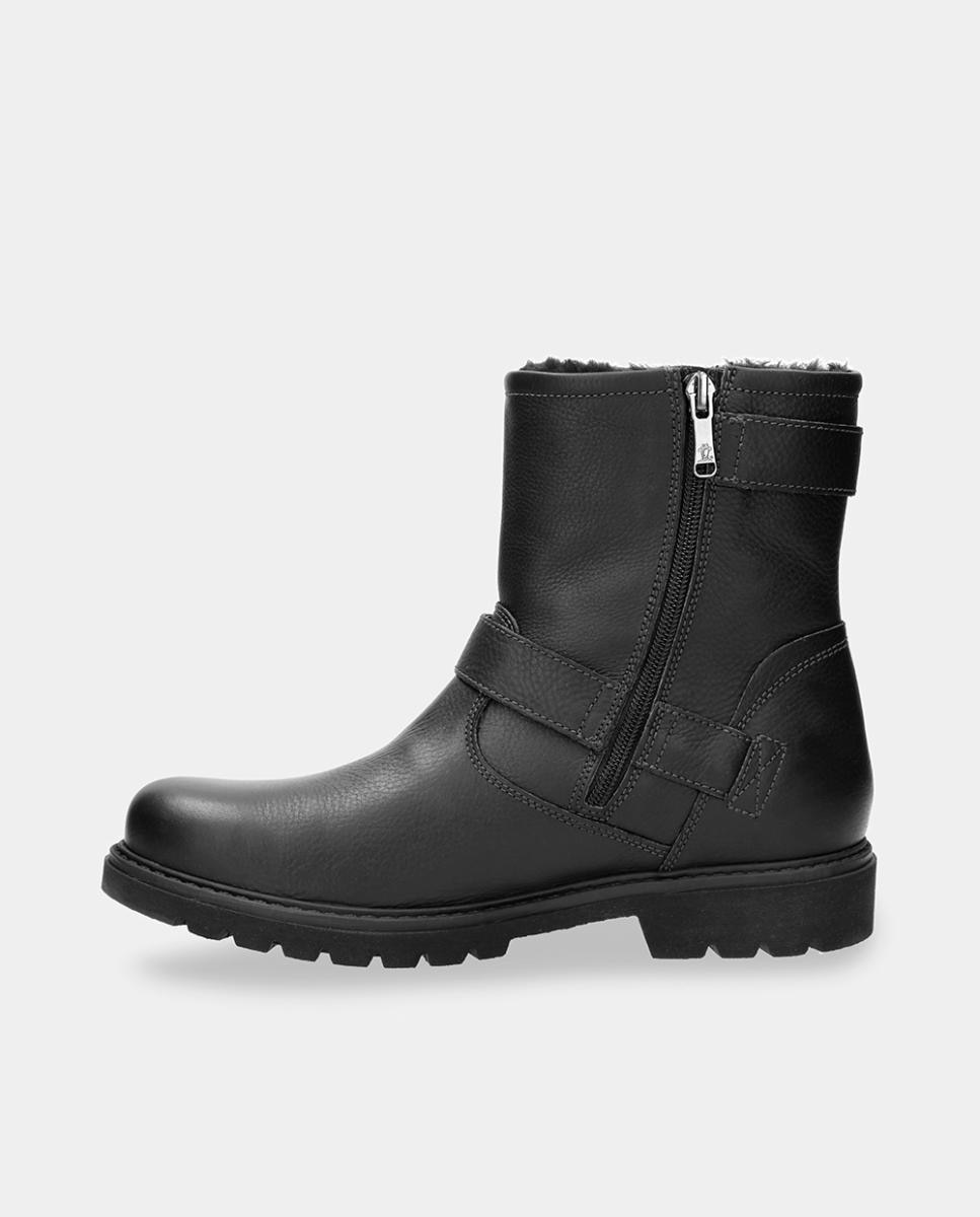 Botas em Pele com Forro de Pelo Sintético Preto-5