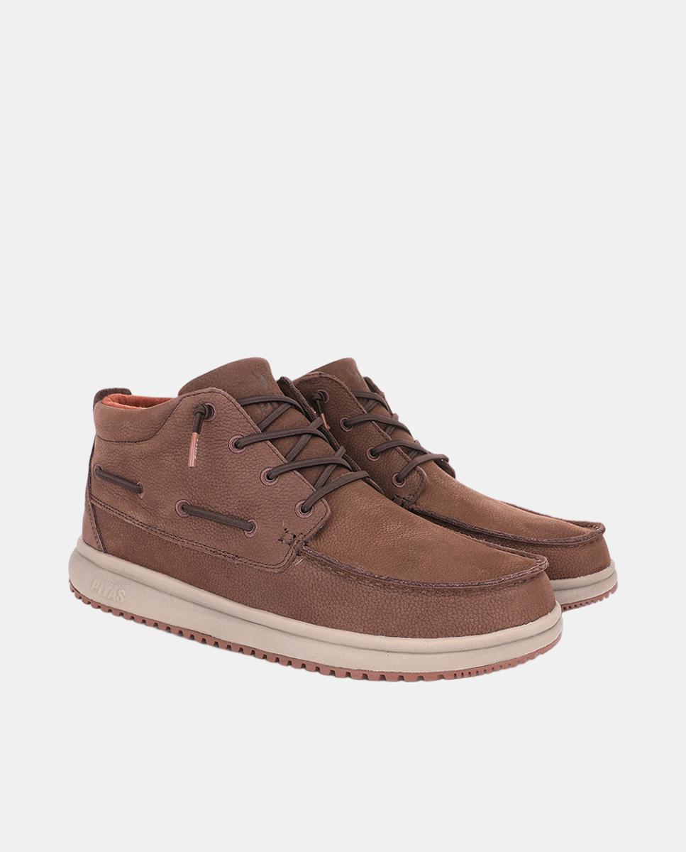 Zapato de hombre tipo botin caña baja piel easy-on - Walk In Pitas - Marrón oscuro Marrón oscuro-3