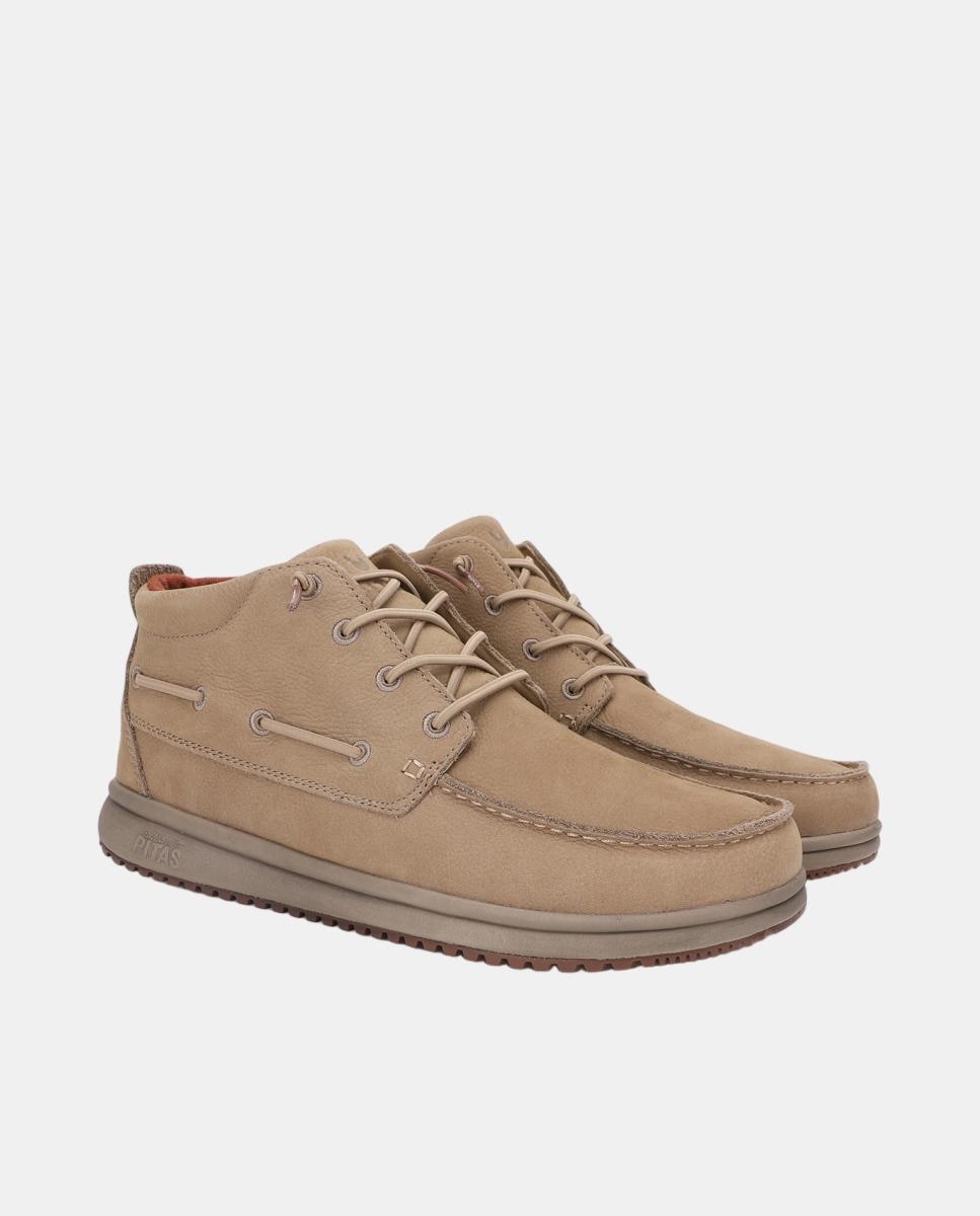 Sapatos tipo Botins cano baixas pele easy-on Bege-2