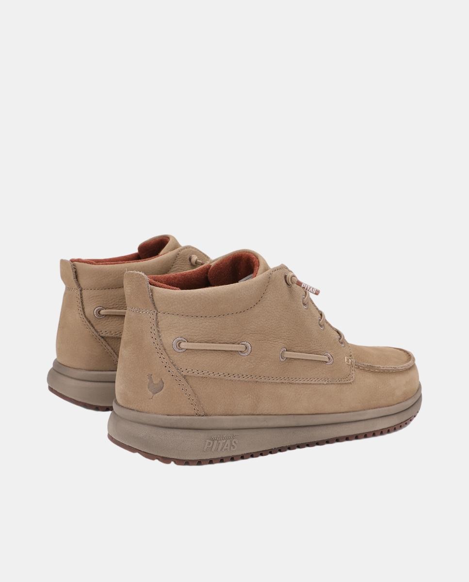 Sapatos tipo Botins cano baixas pele easy-on Bege-3